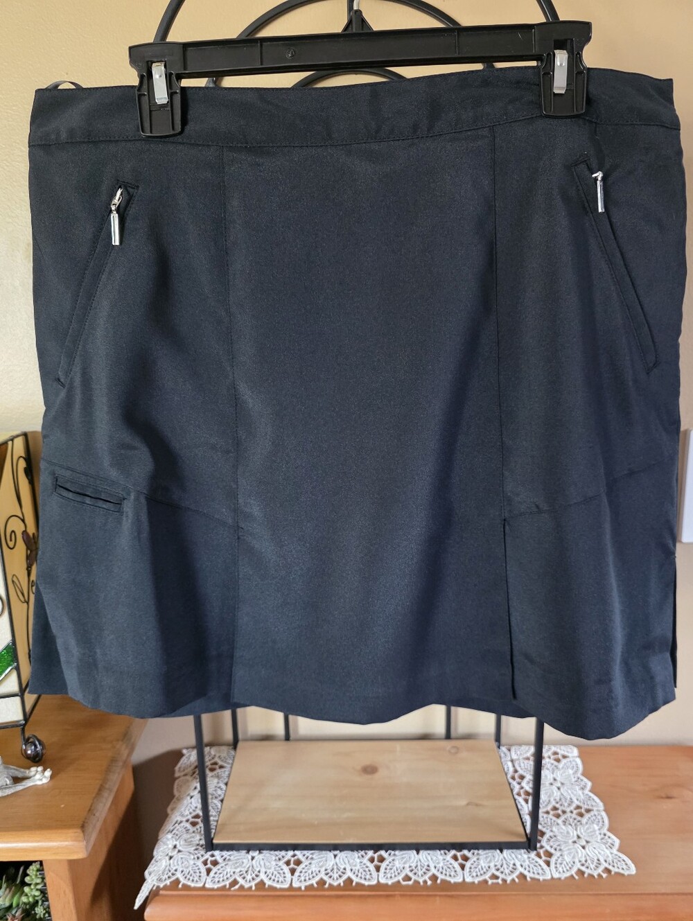 Izod XFG Extreme Function Golf Stretch Skort Black Side Zip W Zip Pockets Sz 12